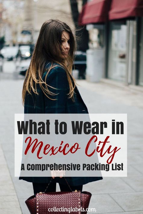 What to wear in Mexico City - an all-weather packing list for Mexico City. If you're coming to Mexico City in the wet season, in the winter, or anywhere in between, this guide on what to wear in Mexico City will help you plan it all! #mexicocity #whattowear #packinglist #mexico Fashion In Mexico City, Mexico Outfit Ideas Winter, Mexico Business Trip Outfits, Travel To Mexico City, Mexico City Outfits Winter, Mexico City Fall Fashion, Outfit Ideas For Mexico City, Outfit Ideas Mexico City, Outfit For Mexico City