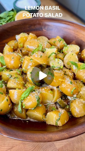 Baby Gold Potatoes, Potato Ideas, Potato Salads, Gold Potatoes, Basil Recipes, Dill Pickles, Lemon Basil, Potluck Dishes, Healthy Sweet Treats