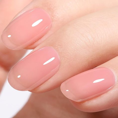 This is THE PERFECT jelly pink Chip Nails, Wedding Nail Colors, Peach Nail Polish, Jelly Gel Nail Polish, Spring Nail Polish Colors, Nail Art French, Gel Manicure At Home, No Chip Nails, Peach Nails