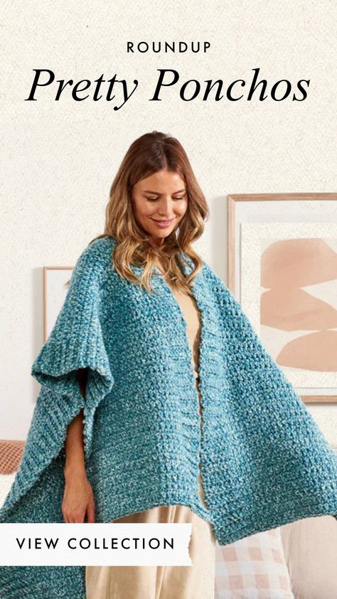 Pretty Ponchos - Fashionable and fabulous patterns to level up your wardrobe. Free knit poncho patterns. Free crochet poncho patterns. Free Knit Poncho Pattern, Free Crochet Poncho Patterns, Beginner Patterns, Poncho Patterns, Crochet Poncho Free Pattern, Poncho Knitting Patterns, Anchor Embroidery, Crochet Abbreviations, Crochet Poncho Patterns