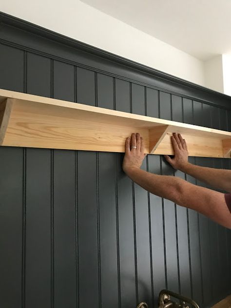 DIY - Making Shaker Peg Shelves - Roses and Rolltops Boot Room Utility, Utility Room Designs, Tongue And Groove Walls, Tongue And Groove Panelling, Shaker Pegs, Wall Paneling Diy, Mudroom Decor, Downstairs Toilet, Cottage Kitchens