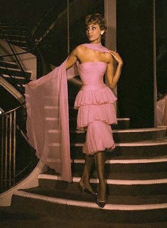 Vintage Fashion: Chanel, 1958. Vintage Chanel Dress, Three Tiered Skirt, 20th Century Fashion, Pink Chanel, Vintage Couture, Vestidos Prom, Chanel Fashion, 60s Fashion, 50s Fashion