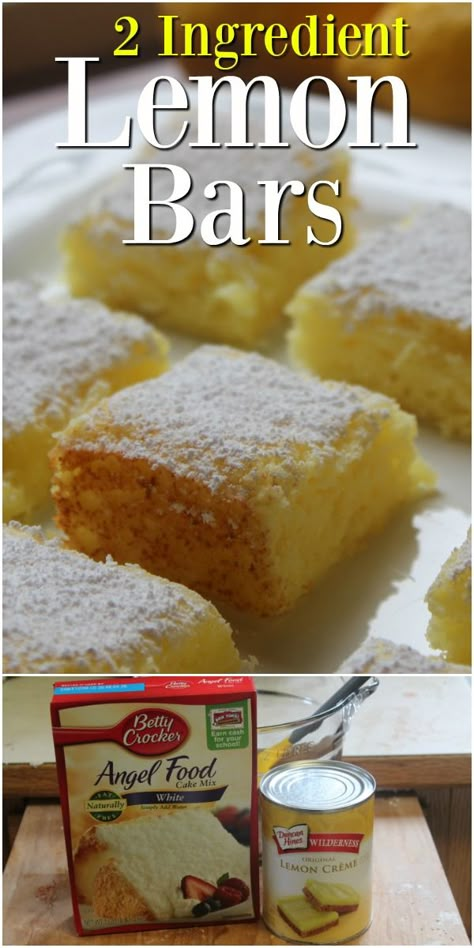 Lemon Creme Pie, Lemon Cake Bars, Lemon Angel Food Cake, Lemon Desserts Easy, Boxed Cake Mixes Recipes, Lemon Bars Easy, Easiest Recipes, Lemon Pie Filling, Angel Food Cake Mix Recipes