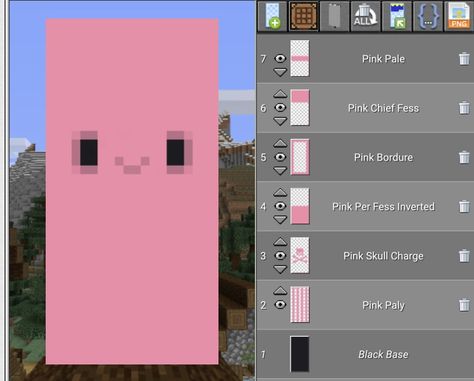 Banner Recipes Minecraft, Mc Banner Designs Cute, Cool Banner Minecraft, Cute Minecraft Banner Designs Tutorial, Aesthetic Minecraft Banners, Book Banner Minecraft, Minecraft Banner Curtains, Minecraft Banner Designs Pink, Cute Banner Patterns Minecraft