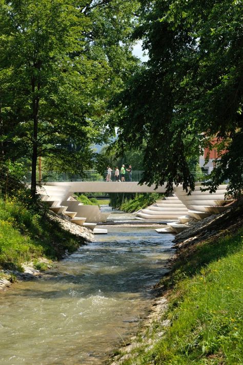 ENOTA sculpts pedestrian city centre for Slovenian garden city Nature Reclaiming, Creek Ideas, Desain Lanskap, Garden Plan, River Edge, Easy Landscaping, Landscape Architecture Design, Rain Garden, Design Exterior