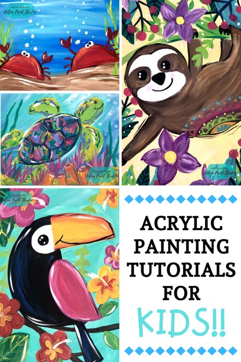 Easy to follow Online Video Painting Tutorials for Kids! These Art Lessons for Kids are perfect for all the moms out there who need something fun and creative for their kids! Step-by-Step Acrylic Painting Video Tutorial for Kids #kidpaintingideas #thesocialeaselonlinepaintstudio #learntopaint Kid Painting Ideas Kids Activities Kids Art Party Painting Tutorials Kids Art Projects Learn How to Paint for Beginners Kid Craft Ideas Kids Camp Activities Easy Acrylic Painting on Canvas Acrylic Painting Painting For February, Craft Creative Ideas, How To Paint For Beginners Step By Step, Summer Canvas Painting Ideas Kid Art, Children’s Art Projects, Directed Painting For Kids, How To Paint Easy Step By Step, Mom And Me Painting Ideas, Easy Acrylic Painting Ideas Step By Step