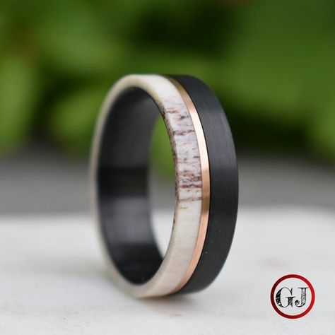 Mans Rings, Male Wedding Rings, Unique Mens Wedding Bands, Antler Wedding Band, Deer Antler Ring, Mens Wedding Bands Unique, Antler Ring, Black Tungsten Rings, Black Tungsten