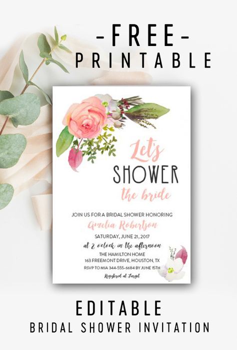 Free Editable Bridal Shower Invitation Watercolor Flowers PDF | Printable Market Stock The Pantry Shower, Free Bridal Shower Printables, Bridal Shower Invitations Free, Bridal Shower Invitations Diy, Bridal Shower Invitations Printable, Bridal Shower Printables, Free Thank You Cards, Wedding Showers, Wedding Shower Games