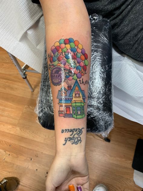 My Disney Up tattooAdventure is out there! With Grape Soda pin 😍 Up Grape Soda Pin Tattoo, Grape Soda Pin Tattoo, Grape Soda Tattoo, Disney Up Tattoo, Up Tattoo Disney, Michelle Tattoo, Cute Couple Tattoo, Grape Soda Pin, Marriage Tattoos