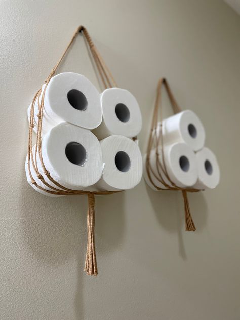 Macrame Toilet Roll Holder, Toilet Roll Storage Ideas, Macrame Toilet Paper Holder, Toilet Roll Storage, Toilet Paper Roll Diy, Roll Storage, Toilet Paper Roll Holder, Diy Toilet, Toilet Paper Storage