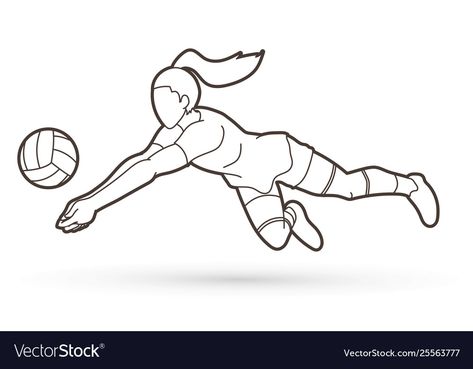 Volleyball Cartoon Art, Volleyball Drawing Easy, Volleyball Player Drawing, Playing Volleyball Drawing, Volleyball Drawings, Volleyball Sketch, Volleyball Coloring Pages, Volleyball Cartoon, Action Woman