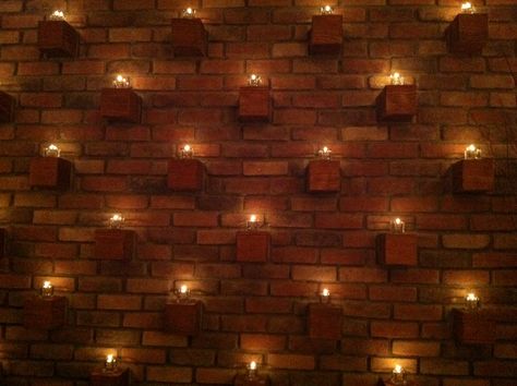 Using bricks as candle holders--actually cementing the candle holders into the wall. Brick Wall Decor Ideas, Dancing Studio, Dance Studio Design, Brick Wall Decor, 1million Dance Studio, Renovation Architecture, Primary Bath, Candle Wall Decor, Studios Architecture