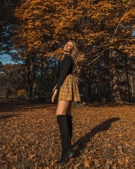 I hope you have a mellow monday + week, I think everyone deserves it 💛 @revolve #revolveme Yellow Plaid Skirt Outfit, Plaid Skirt Outfit Aesthetic, Plaid Skirt Fall Outfit, Yellow Skirt Outfits, Yellow Plaid Skirt, Fall Yellow, Skirt Outfits Aesthetic, Plaid Skirt Outfit, Skirt Outfits Fall