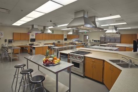 Home Ec Classroom. Cooking School Design, Cooking Classes Design, Teaching Kitchen, School Floor Plan, Cooking In The Classroom, Classroom Interior, Cooking Design, Culinary Classes, Bakery Kitchen