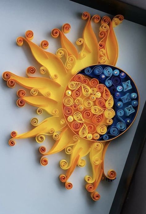 Paper Swirl Art, Simple Quilling Ideas Easy, Quilling Art Easy, Quilling Paper Art Ideas, Quiling Paper Ideas, Quilled Sun, Sun Paper Craft, Quilling Easy, Easy Paper Quilling Ideas