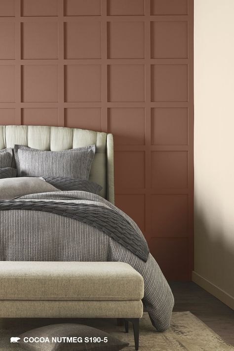 Sit back and cozy up with some hot chocolate and get inspired by these hues. Click for more inspiration. Sw Hot Cocoa, Paint Colors Behr, Behr Color Trends, Paint For House, 2022 Color Trends, Behr Colors, Behr Paint, Hotel Room Design, Bedroom Paint