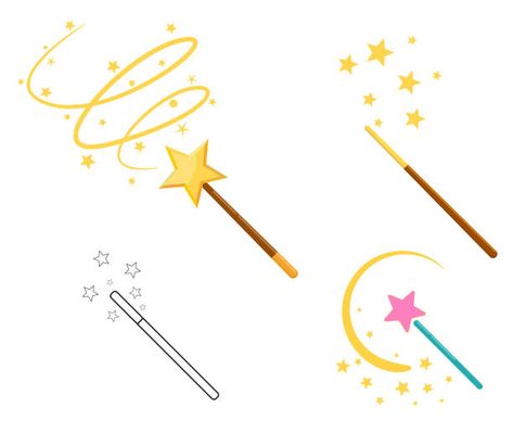 Magic Wand Illustration, Baby Doodle, Geometric Line Tattoo, Wand Tattoo, Magic Tattoo, Fairy Wands, Kids Art Class, Tattoo Designs For Girls, Cartoon Sketches