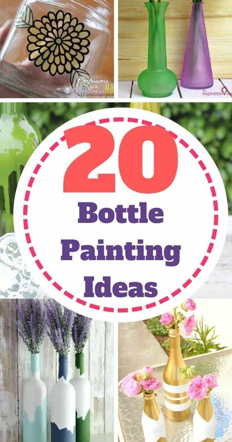 20 Bottle Painting Ideas - Vine Bottle Crafts Diy, Painted Bottles Ideas Easy Diy, Paint Wine Bottles Diy, Decorating Bottles Ideas, Painted Wine Bottles Diy, Bottle Painting Ideas Acrylics, Wine Bottle Painting Ideas, Painted Beer Bottles, Glass Bottle Diy Projects