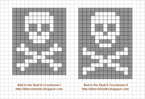 Skull & Crossbones Color Knitting Charts for Callum & Lil' Evan's dress-up/costuming gifts Cross Stitch Skull, Crochet Skull Patterns, Halloween Knitting, Virkning Diagram, Fair Isle Chart, Colorwork Chart, Color Knitting, Crochet Skull, Skull Crossbones