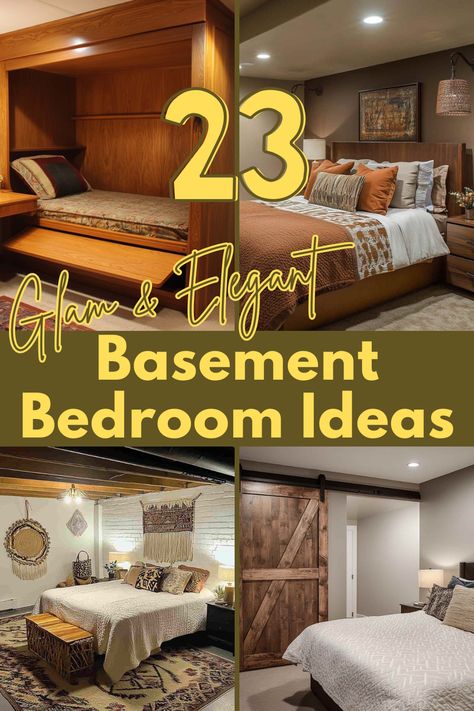 Explore ways to use neutral colors, sleek furniture, and stylish lighting to make a basement bedroom feel open, airy, and totally contemporary. #BasementBedroom #HomeDecor #BedroomMakeover #InteriorDesign #DIY Basement Main Bedroom Ideas, Basement Remodel To Bedroom, Light Gray Basement Walls, Building Bedroom In Basement, Downstairs Bedroom Ideas Basements, Rustic Basement Bedroom Ideas, Basement Ideas With Bedroom, Basement Bedroom Ideas Master Suite Layout, Bedroom Ideas For Basement Rooms