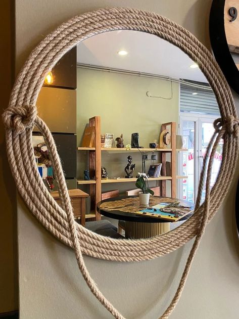 Want to add a little something extra to your house? This is the perfect mirror decoration to make your home feel homely ....
Whether it be a nautical theme. beach theme, or Hamptons elegance, it's suited to every style home.

Decorative Rope Wall Mirror features glass mirror with crystal clear reflection accented with wrapped natural hemp rope.

• Rope Wall mirror is the perfect addition for the bathroom, bedroom, living room, and hallway. Jute Rope Mirror, Round Mirror With Rope, Rope Wall, Rope Mirror, Rope Frame, Mirror Decoration, Circle Mirror, Circular Mirror, Living Room Mirrors