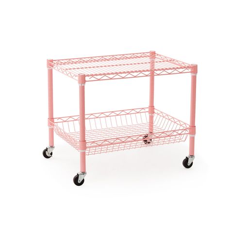 PRICES MAY VARY. Durable pink epoxy finish - versatile shelving to maximize space Wire Shelf and Storage Basket hold cooking supplies and kitchen essentials as well as your compact mini fridge - shelving adjustable in 1 Inch increments No tools required for assembly - Locking Caster Wheels for easy movement Frame minimizes dust and allows venting for electronics Overall Dimensions: 24"W x 18"D x 17"H (without casters) If you live in a college dorm room or small apartment, or even a home that's s College Dorm Stuff, Dorm Snacks, Fridge Stand, Dorm Planning, Mini Fridge Stand, Dorm Room Furniture, Pink Dorm Rooms, Room Wishlist, Shelf Units