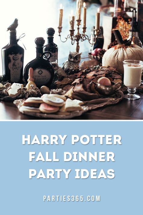 Harry Potter Themed Dinner, Harry Potter Adult Party, Fall Dinner Party Ideas, Harry Potter Fall, Harry Potter Dinner, Harry Potter Desserts, Party For Adults, Themed Dinner Party, Harry Potter Marathon