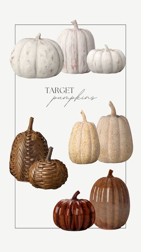 Woven Pumpkin Decor, Neutral Pumpkins, Fall Decor Neutral, Fall Decor Pumpkins, Target Threshold, Decor Pumpkins, Budget Home Decor, Hand Painted Pumpkin, Neutral Fall Decor