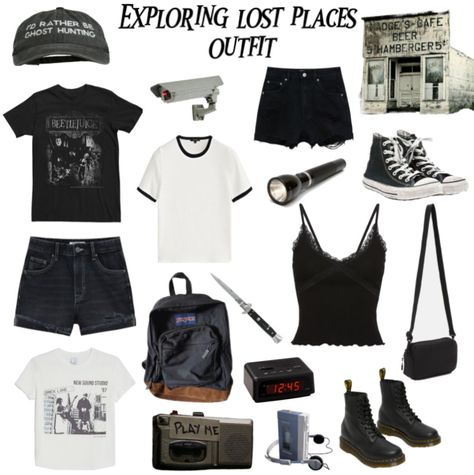 Ghost hunting outfit Paranormal Aesthetic Outfits, Ghost Outfit Aesthetic, Ghost Hunting Aesthetic Outfit, Paranormal Investigator Outfit, Ghost Aesthetic Outfit, Ghost Hunter Aesthetic Outfit, Ghost Hunter Outfit, Ghost Hunting Outfit, Investigator Aesthetic