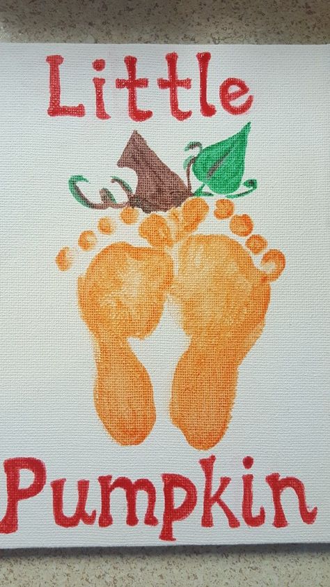 Fall Themed Crafts For Infants, Pumpkin Arts And Crafts For Infants, First Halloween Footprint Art, Fall Paint Ideas For Toddlers, Fall Keepsakes For Toddlers, Infant Fall Art Projects, October Footprint Crafts, Infant Footprint Halloween Art, Pumpkin Feet Prints