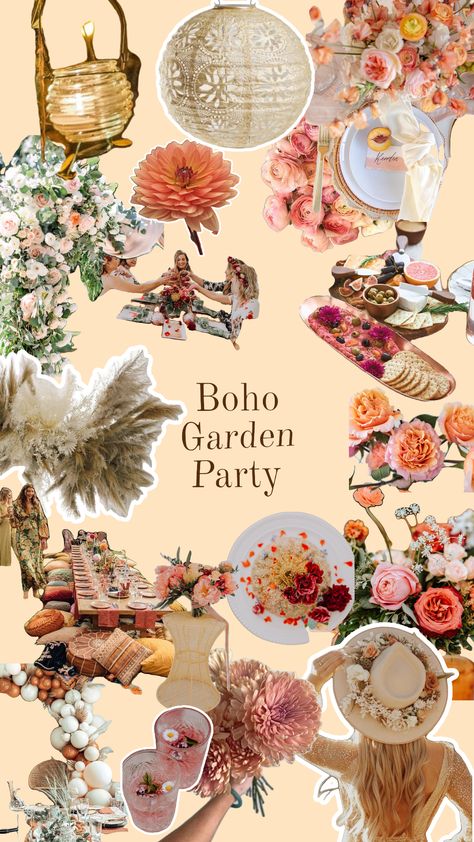 Bohemian Garden Party Decoration, Bachelorette Party Themes Boho, Bachelorette Shower Ideas, Garden Themed Bachelorette Party, Boho Garden Bridal Shower Ideas, Trending Bachelorette Themes, Boho Floral Party, Fairy Themed Bachelorette Party, Subtle Bachelorette Themes