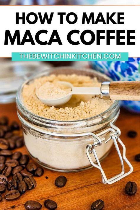 Maca coffee is a blend of maca root powder and coffee plus a few spices for better flavor. I started using maca root in my coffee a few times a week, and I have definitely felt the benefits. It’s super easy to add it in, and it’s also not overly expensive. Maca Powder Recipe, Maca Coffee, Maca Powder Benefits, Maca Recipes, Maca Benefits, Raw Coffee Beans, Maca Root Powder, Energy Powder, Healthy Energy Drinks