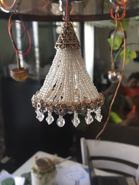 Dollhouse Chandelier Tutorial, How To Make A Dollhouse Chandelier, Dollhouse Ceiling Light Diy, Doll House Chandelier Diy, Dollhouse Chandelier Diy, Miniature Chandelier Diy, Diy Dollhouse Chandelier, Diy Mini Chandelier, Dollhouse Lighting Diy