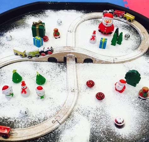 Five simple snow themed messy play activities- Mess Around Messy Christmas, Snow Train, Messy Play Activities, Christmas Activities For Toddlers, Preschool Christmas Activities, Winter Activities Preschool, Eyfs Activities, Preschool Christmas Crafts, Christmas Tray