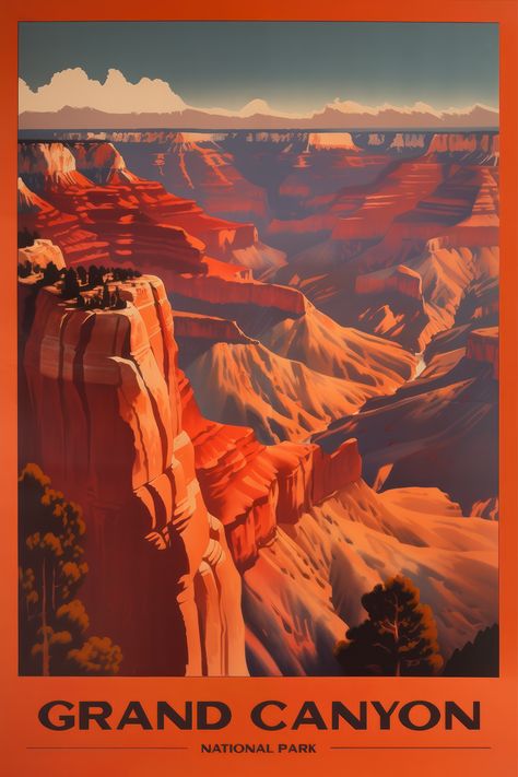 Grand Canyon Travel Poster, Vintage Travel Poster, National Park Art, Arizona Poster, Southwest Art Print, Desert Art, Large Wall Art, Fine Art Print, Living Room Wall Art, Minimalist Art, Home Wall Decor, Bedroom Wall Art, Grand Canyon Art, Mountain Wall Art, Red and Orange Art, Western Art Grand Cayon, Grand Canyon Poster, Grand Canyon Art, Gran Canyon, Arizona Poster, Desert National Park, Phoenix Travel, Arizona Mountains, Trip To Grand Canyon