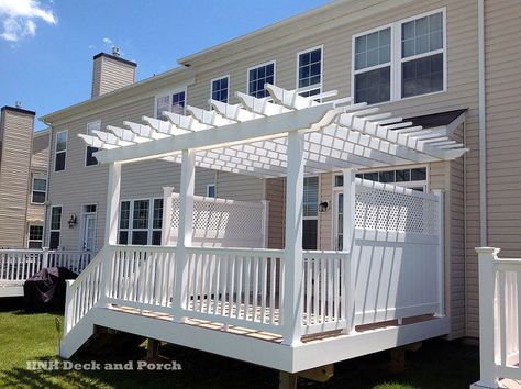 Hometalk Vinyl Deck, White Pergola, Deck Privacy, Pergola Swing, Patio Deck Designs, Deck Designs Backyard, Backyard Pergola, Deck With Pergola, House Deck