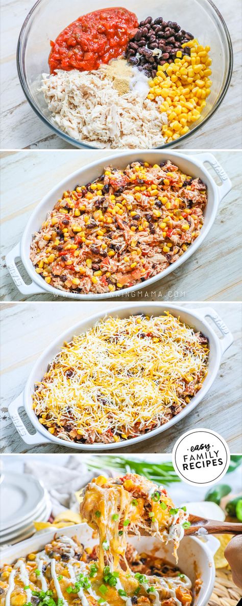 Chicken Rice Corn Black Beans, No Chicken Dinners, Vegiterranean Recipes Easy Dinner, Go To Dinner Recipes, Easy Mexican Dishes With Chicken, Quick Mexican Meals, Weekday Chicken Dinner Ideas, Things To Make With Shredded Chicken, Shredded Chicken Recipes Stovetop