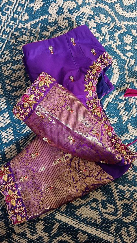 Pattu Maggam Work Blouses, Pattu Work Blouse Designs, Pattu Saree Blouse Designs Maggam Work Latest, Pattu Sari Blouse Designs Latest, Magam Work Blouses Latest, Simple Maggam Work Designs, Latest Maggam Work Blouses, Gold Blouse Designs, Plain Blouse Designs