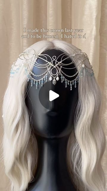 Victoria on Instagram: "The original Lunar Warrior crown was extremely pretty to look at, but I think a common sentiment was that it was just a little too difficult to wear. Also my wire work needed some improvement, and at some point I started to feel like I just couldn’t justify the price I was asking for with the aesthetic and technical quality of the crown as it was. So when I got tired of looking at the original this past summer I decided to make a new piece that I actually felt proud of putting out.

I did really want to include the adornments on the new tiara, but personally I get really stressed out thinking about selling something that isn’t guaranteed to fit and has no ability for easy adjustment. So it was a necessary sacrifice :,)

The good news is that the chains didn’t go com Warrior Crown, The Good News, Fantasy Jewelry, Wire Work, Stressed Out, The Crown, Tiara, Good News, The Original