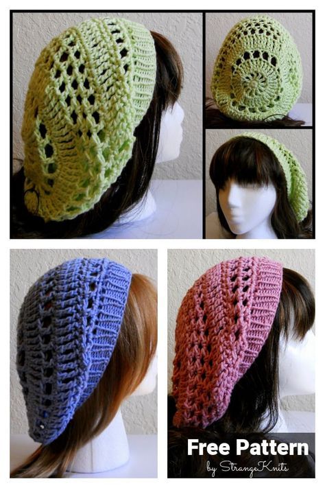 Combination Summer Hat Free Crochet Pattern Crochet A Snood, Summer Slouchy Hat Crochet Pattern Free, Summer Crochet Beanie Pattern Free, Summer Crochet Beanie, Crochet Tam Hat Pattern Free, Summer Crochet Hats Free Pattern, Snood Crochet Pattern Free, Crochet Bonnet Free Pattern, Crochet Snood Free Pattern