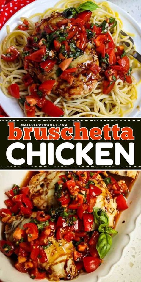 Healthy Dinner Meal Prep, Baked Bruschetta, Balsamic Bruschetta, Chicken Bruschetta Recipe, Chicken Bruschetta, Mozzarella Tomato, Easy Bruschetta, Bruschetta Toppings, Buffalo Chicken Pasta