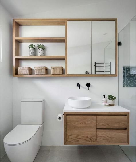 Timber Vanity, Bathroom Cabinets Designs, Small Bathroom Interior, Bad Inspiration, Bathroom Mirror Cabinet, 아파트 인테리어, Basement Bathroom, Bathroom Inspiration Decor, Bathroom Layout