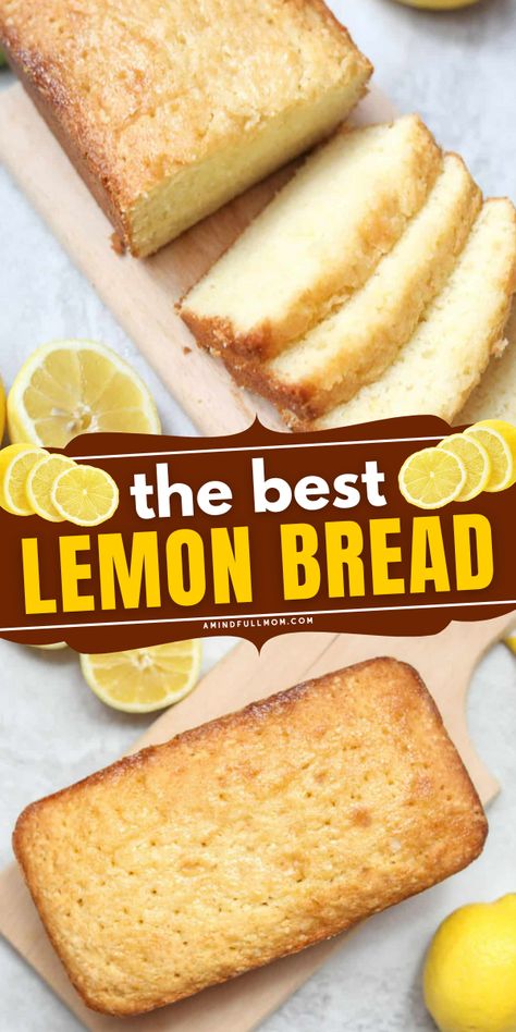 This is the BEST Lemon Bread recipe! It comes straight from my great grandma's recipe box and produces Lemon Bread that is tender, moist, and full of bright lemon flavor. Lemon Loaf Bread, Easy Lemon Bread, Lemon Bread Recipes, Easy Spring Recipes, Lemon Loaf Recipe, Lemon Bread, Lemon Loaf, Lemon Pudding, Lemon Glaze