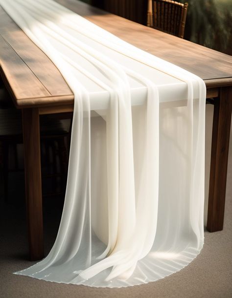 Wedding Chiffon Table Runner, Chiffon Table Cloth, Ivory Chiffon Table Runner, Off White Table Runner, White Runner Wedding Table, White Chiffon Table Runner, Long Table Runners Wedding, White Linen Table Runner, Sheer Table Runner Wedding