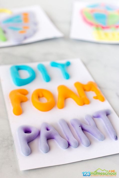 4th Grade Crafts, Puffy Paint Crafts, Puffy Paint Recipe, Homemade Puffy Paint, Diy Puffy Paint, Paint Recipe, Toddler Painting, Homemade Paint, Foam Art