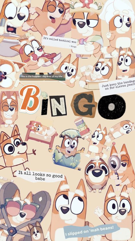 Bingo collage for bingo lovers like me! Bingo Halloween Wallpaper, Bingo Pfp, Bingo Wallpaper, Bingo Art, Bingo Pictures, Bluey Wallpaper, Bingo Funny, Bluey And Bingo, Blonde Moments