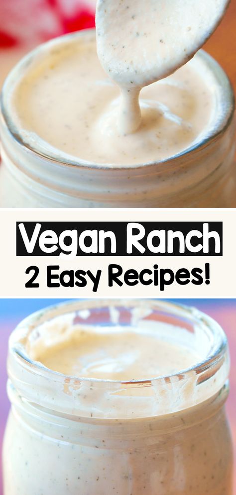 This homemade creamy vegan ranch dressing is simple to make and perfect for salads! #vegan #ranch #dressing #vegandressing #salad #veganrecipe #healthy Tofu Ranch Dressing, Vegan Ranch Dressing Recipe, Vegetarian Plan, Homemade Vegan Ranch Dressing, Allergy Diet, Diy Condiments, Vegan Stuffed Shells, Scrambled Tofu Recipe, Vinegar Sauce