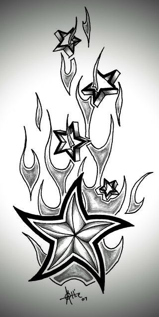 Tattoo Etoile, Nautical Star Tattoos, Cool Tattoo Drawings, Star Tattoo Designs, Skulls Drawing, Tatuaje A Color, Tattoo Stencil Outline, Tattoo Design Book, Tattoo Style Drawings