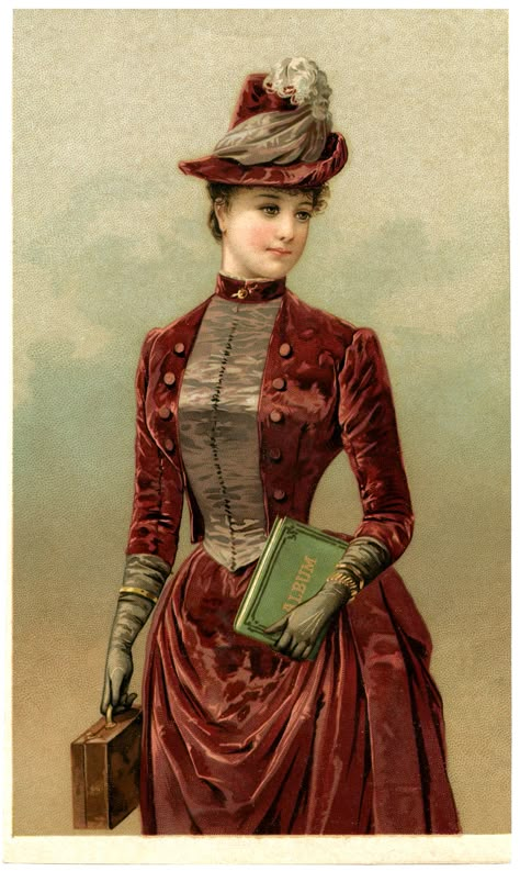 Victorian Ladies Graphics | Victorian Lady Image in Velvet Dress - The Graphics Fairy 1880s Fashion, Victorian Hats, Bustle Dress, Victorian Costume, Graphics Fairy, 19th Century Fashion, Victorian Lady, Victorian Clothing, Victorian Women