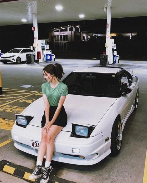 Pop Up Headlights, Jdm Girl, 90s Japanese Cars, Jdm Vibes, Car And Girl Wallpaper, Jdm Aesthetic, Jdm Girls, Car Outfit, Night Girl